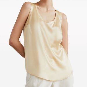 Brunello Cucinelli Silk-blend tank top Champagne camisole in light golde…